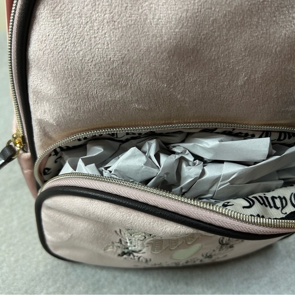 Juicy Couture Dusty Blush Velour Heritage Backpack Brand New W/ Tags - Picture 4 of 8